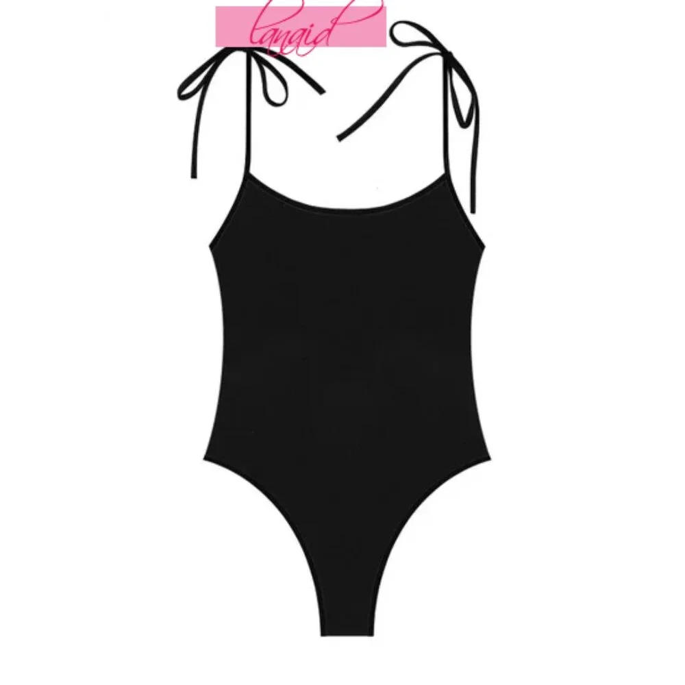 NEW Alo Tropic of C Cosmo One Piece Black Tie Straps Bodysuit Bikini Swimsuit XS
